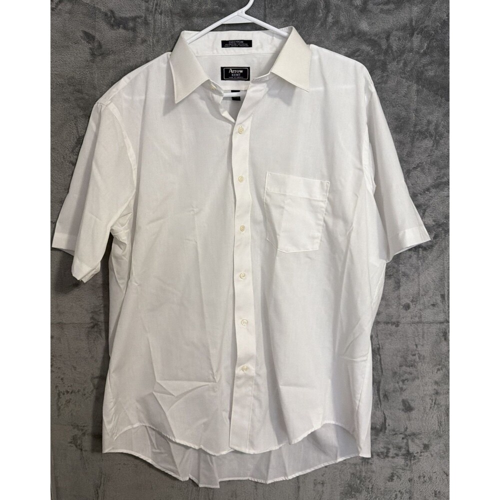 Vintage 70s-80s Arrow Kent Decton White Button Up Shirt Men's 17.5 Made in USA